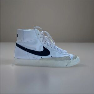 Nike White and Blue High-Top Sneakers